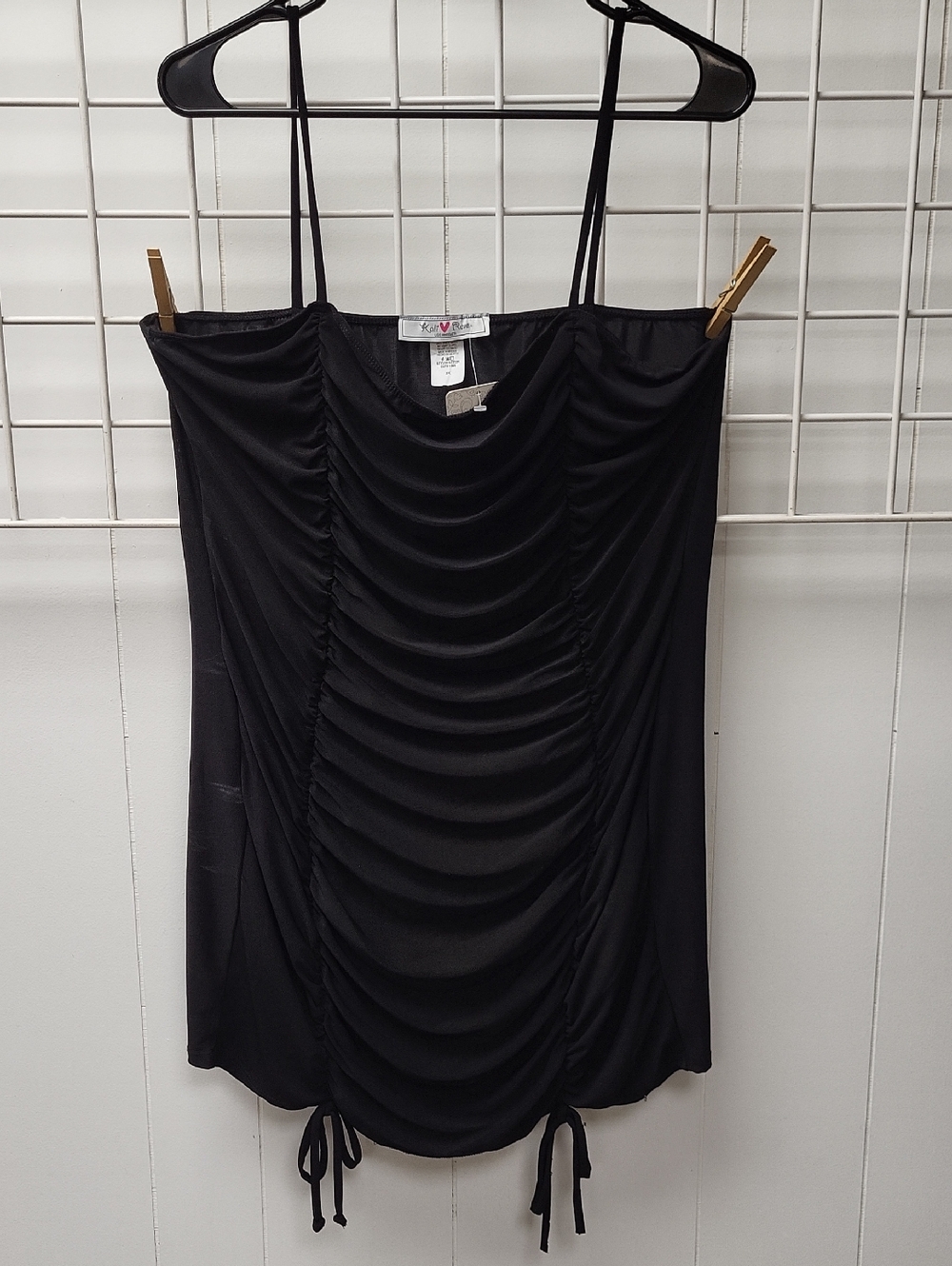 NWT, Black Ruched Spaghetti Strap Tank Top, 2X